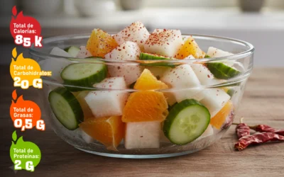 Ensalada Fresca de Jícama, Naranja y Pepino con Chile Piquín